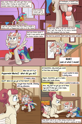 Size: 3000x4494 | Tagged: safe, artist:floofyfoxcomics, oc, oc only, oc:peppermint mocha (pegasusjedi), pegasus, pony, comic:a dash of peppermint, clothes, dress, female, filly, high res, misspelling, mother and daughter