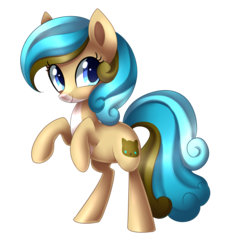 Size: 1843x1860 | Tagged: safe, artist:scarlet-spectrum, oc, oc only, oc:lin sara lee, earth pony, pony, art trade, blue eyes, cute, female, mare, ocbetes, raised hoof, rearing, simple background, smiling, solo, transparent background