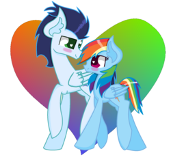 Size: 1852x1780 | Tagged: safe, artist:soarinrainbowdash3, rainbow dash, soarin', pony, g4, blushing, heart, male, ship:soarindash, shipping, straight