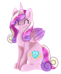 Size: 1500x1800 | Tagged: safe, artist:drippykitty, princess cadance, pony, g4, cute, cutedance, eyes closed, female, simple background, sitting, smiling, solo, transparent background