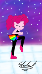 Size: 720x1280 | Tagged: safe, pinkie pie, equestria girls, g4, clothes, dance floor, dancing, drawing, female, solo