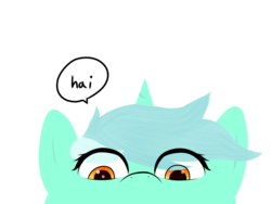 Size: 4000x3000 | Tagged: safe, artist:lyres-art, lyra heartstrings, pony, unicorn, g4, close-up, dialogue, female, hai, hi, looking at you, peeking, simple background, solo, speech bubble, transparent background