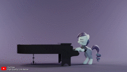 Size: 1280x720 | Tagged: safe, artist:therealdjthed, coloratura, earth pony, pony, g4, the mane attraction, 3d, 3d model, animated, bipedal, blender, blender cycles, cycles render, eyes closed, female, mare, model:djthed, musical instrument, piano, rara, simple background, singing, solo, sound, the magic inside, webm, youtube link