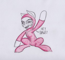 Size: 1744x1600 | Tagged: safe, artist:scribblepwn3, earth pony, pony, crossover, dank memes, faic, filthy frank, limited palette, pencil drawing, pink guy, solo, traditional art