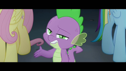 Size: 960x540 | Tagged: safe, screencap, fluttershy, rainbow dash, spike, dragon, g4, my little pony: the movie, dreamworks face, reaction image