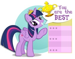 Size: 640x503 | Tagged: safe, twilight sparkle, alicorn, pony, g4, crown, female, jewelry, regalia, solo, trophy, twilight sparkle (alicorn)