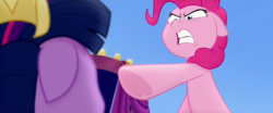 Size: 1920x800 | Tagged: safe, screencap, pinkie pie, twilight sparkle, alicorn, pony, g4, my little pony: the movie, angry, twilight sparkle (alicorn)