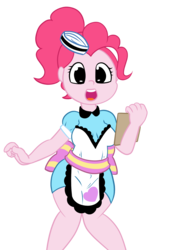 Size: 1280x1831 | Tagged: safe, artist:pabbley, artist:php47, pinkie pie, coinky-dink world, equestria girls, g4, my little pony equestria girls: summertime shorts, alternate hairstyle, bow, colored, diner uniform, female, server pinkie pie, solo