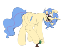 Size: 4413x3109 | Tagged: safe, artist:pucksterv, oc, oc only, oc:eleos, pony, unicorn, female, giant pony, glasses, looking at something, looking down, macro, mare, simple background, solo, transparent background, tree