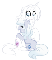 Size: 1024x1199 | Tagged: safe, artist:azure-art-wave, oc, oc only, oc:mademoiselle d'hiver, oc:picture perfect, earth pony, pony, unicorn, crying, female, hug, magical lesbian spawn, mare, offspring, parent:photo finish, parent:zesty gourmand, parents:zestyfinish, simple background, tears of joy, transparent background