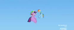 Size: 640x267 | Tagged: safe, screencap, fleetfoot, high winds, rainbow dash, silver lining, silver zoom, soarin', spike, spitfire, twilight sparkle, alicorn, dragon, pony, g4, my little pony: the movie, animated, clothes, discovery family logo, gif, twilight sparkle (alicorn), uniform, we got this together, wonderbolts, wonderbolts uniform