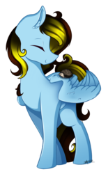 Size: 1024x1656 | Tagged: safe, artist:mindlesssketching, oc, oc only, oc:thunder shine, pegasus, pony, eyes closed, female, mare, simple background, smiling, solo, transparent background