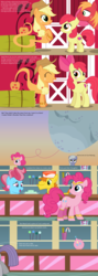 Size: 4096x11520 | Tagged: safe, artist:parclytaxel, apple bloom, applejack, big macintosh, carrot cake, cup cake, limestone pie, maud pie, pinkie pie, earth pony, genie, genie pony, pony, ain't never had friends like us, g4, .svg available, absurd resolution, armband, ask, barn, blushing, bottle, candy, chai tow kway, comic, eyes closed, female, floating, food, fried carrot cake, grin, hay bale, headband, holder's boulder, leg brace, lollipop, looking back, looking down, looking up, male, mare, older, older apple bloom, open mouth, plate, raised hoof, rock candy, smiling, stallion, sugarcube corner, sweet apple acres, the cakes, tumblr, vector