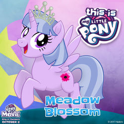 Size: 1080x1080 | Tagged: safe, oc, oc only, oc:meadow blossom, alicorn, pony, g4, my little pony: the movie, logo, mlp movie pony maker, my little pony logo, open mouth, open smile, smiling