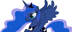 Size: 6575x3000 | Tagged: safe, artist:dashiesparkle, princess luna, alicorn, pony, g4, princess spike, absurd resolution, female, mare, simple background, solo, spread wings, transparent background, vector, wings