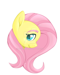 Size: 800x1000 | Tagged: safe, artist:hellishnya, fluttershy, g4, bust, female, looking at you, looking sideways, portrait, profile, simple background, solo, transparent background, watermark