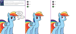 Size: 1808x800 | Tagged: safe, artist:dekomaru, rainbow dash, pony, tumblr:ask twixie, g4, ask, female, l.a. noire, scrunchy face, solo, tumblr