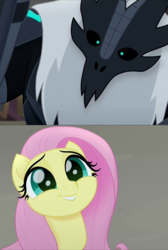 Size: 1088x1616 | Tagged: safe, edit, screencap, fluttershy, pegasus, pony, g4, my little pony: the movie, the making of my little pony: the movie, cropped, cute, head tilt, looking up, shyabetes, storm guard