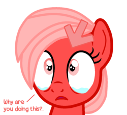 Size: 1024x927 | Tagged: artist needed, safe, oc, oc only, oc:downvote, pony, derpibooru, crying, derpibooru ponified, meta, ponified, sad, simple background, solo, teary eyes, transparent background