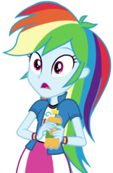 Size: 452x694 | Tagged: safe, artist:fella, rainbow dash, equestria girls, equestria girls specials, g4, my little pony equestria girls: dance magic, bottle, bracelet, cider, drink, female, gasp, jewelry, juice, open mouth, orange soda, shocked, simple background, solo, transparent background