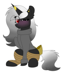 Size: 2581x2964 | Tagged: safe, artist:tomboygirl45, oc, oc only, oc:baked potato, pony, unicorn, bow, clothes, female, high res, mare, one eye closed, simple background, sitting, solo, tail bow, transparent background, wink