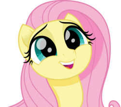 Size: 5000x4433 | Tagged: safe, artist:dashiesparkle, fluttershy, pegasus, pony, g4, my little pony: the movie, absurd resolution, adorable face, cute, daaaaaaaaaaaw, female, hnnng, mare, puppy dog eyes, shyabetes, simple background, smiling, solo, transparent background, vector