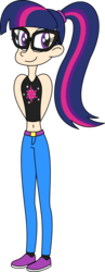 Size: 1932x5000 | Tagged: safe, artist:diegator007, sci-twi, twilight sparkle, equestria girls, g4, clothes, female, glasses, human coloration, ponytail, simple background, smiling, solo, transparent background