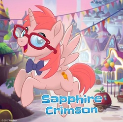 Size: 640x634 | Tagged: safe, oc, oc only, oc:sapphire crimson, alicorn, pony, g4, my little pony: the movie, alicorn oc, bowtie, glasses, mlp movie pony maker, solo