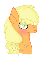 Size: 720x1000 | Tagged: safe, artist:emerald-bliss, applejack, earth pony, pony, g4, blushing, bust, female, portrait, solo