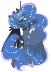 Size: 1200x1703 | Tagged: safe, artist:snow angel, princess luna, alicorn, pony, g4, female, lidded eyes, lineless, looking at you, mare, moon, rampant, simple background, solo, transparent background