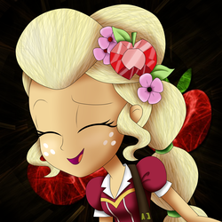 Size: 4000x4000 | Tagged: safe, artist:vicakukac200, applejack, equestria girls, g4, my little pony equestria girls: legend of everfree, absurd resolution, alternate hairstyle, clothes, cute, eyes closed, female, flower, flower in hair, freckles, open mouth, solo