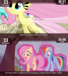 Size: 854x960 | Tagged: safe, screencap, fluttershy, rainbow dash, twirly, breezie, cinemare sins, g4, it ain't easy being breezies, breeziefied, flutterbreez, magic, species swap, unnamed breezie, unnamed character