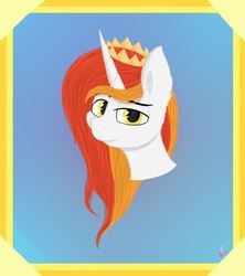 Size: 800x900 | Tagged: artist needed, safe, oc, oc only, oc:king phoenix, pony, unicorn, bust, crown, frame, jewelry, looking at you, portrait, regalia, simple background, solo