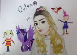 Size: 1080x781 | Tagged: artist needed, dead source, safe, twilight sparkle, alicorn, pony, g4, bianca alencar, birthday, brazil, charlie and lola, lola sonner, pinky dinky doo, pinky dinky doo (character), traditional art, twilight sparkle (alicorn), voice actor
