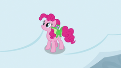 Size: 1280x720 | Tagged: safe, screencap, gummy, pinkie pie, alligator, earth pony, pony, g4, not asking for trouble, smiling, snow