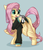 Size: 1700x2000 | Tagged: safe, artist:swaybat, fluttershy, oc, oc:taikongjiyi, pegasus, pony, g4, blushing, clothes, ear fluff, female, floppy ears, happy, micro, open mouth, spread wings, tiny ponies, wings