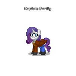 Size: 400x400 | Tagged: safe, rarity, pony, unicorn, pony town, g4, british, captain ash, clothes, crossover, pun, simple background, solo, timesplitters, transparent background
