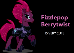 Size: 1422x1024 | Tagged: safe, fizzlepop berrytwist, tempest shadow, g4, my little pony: the movie, captain obvious, cute, female, no shit sherlock, pretty, pretty pony, pretty pretty tempest, raised hoof, smiling, solo, tempestbetes