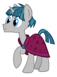 Size: 670x895 | Tagged: safe, artist:thecheeseburger, stygian, pony, unicorn, g4, shadow play, cape, clothes, cute, happy, male, raised hoof, simple background, smiling, solo, stallion, stygianbetes, transparent background, vector
