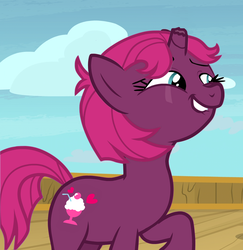 Size: 1050x1080 | Tagged: safe, edit, edited screencap, screencap, fizzlepop berrytwist, raspberry sorbet, tempest shadow, pony, unicorn, g4, my little pony: the movie, once upon a zeppelin, broken horn, close enough, cropped, female, horn, lip bite, palette swap, recolor, solo