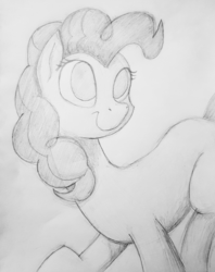 Size: 2730x3450 | Tagged: safe, artist:doogong1688, pinkie pie, earth pony, pony, g4, female, high res, monochrome, sketch, solo, traditional art