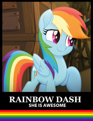Size: 736x953 | Tagged: safe, rainbow dash, pegasus, pony, g4, my little pony: the movie, awesome, captain obvious, cute, dashabetes, female, motivational poster, rainbow, raised hoof, solo, text, truth, wings