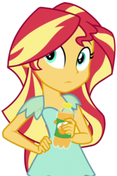 Size: 385x578 | Tagged: safe, artist:fella, edit, edited screencap, screencap, sunset shimmer, equestria girls, equestria girls specials, g4, my little pony equestria girls: dance magic, background removed, bottle, drink, female, hand on hip, looking at you, not a vector, orange soda, simple background, solo, transparent background