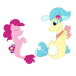 Size: 2000x2000 | Tagged: safe, artist:pokederp198, pinkie pie, princess skystar, seapony (g4), g4, my little pony: the movie, high res, seaponified, seapony pinkie pie, simple background, species swap, transparent background, vector