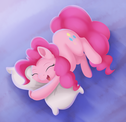 Size: 1101x1069 | Tagged: safe, artist:dusthiel, pinkie pie, earth pony, pony, g4, cute, diapinkes, drool, female, hug, mare, pillow, smiling, solo