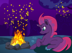 Size: 2518x1876 | Tagged: safe, artist:lucasgreenx23, tempest shadow, pony, unicorn, g4, my little pony: the movie, adult blank flank, blank flank, broken horn, campfire, cute, female, fire, horn, mare, solo, tempestbetes