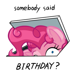 Size: 720x720 | Tagged: safe, artist:texasuberalles, pinkie pie, earth pony, pony, g4, birthday, bronybait, female, happy birthday, happy birthday mlp:fim, looking at you, mare, mlp fim's seventh anniversary, pinkie fuel, simple background, solo, that pony sure does love parties, this will end in parties, transparent background