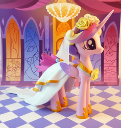 Size: 902x950 | Tagged: safe, artist:krowzivitch, princess cadance, pony, g4, bow, clothes, craft, diorama, dress, figurine, irl, photo, sculpture, solo, standing, tail bow, traditional art, wedding dress