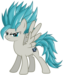 Size: 3240x3860 | Tagged: safe, artist:stormxf3, oc, oc only, oc:sweet shutter, pegasus, pony, g4, dragon ball, dragon ball super, dragon ball z, female, high res, mare, pegasus oc, simple background, solo, spread wings, super saiyan blue, transparent background, wings