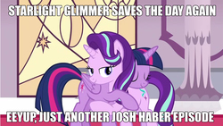 Size: 1770x1000 | Tagged: safe, edit, edited screencap, screencap, starlight glimmer, twilight sparkle, alicorn, pony, g4, shadow play, debate in the comments, drama, josh haber, meme, op is a duck, op is right, op is trying to start shit, op started shit, starlight drama, twilight sparkle (alicorn)